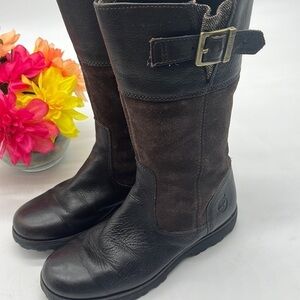 Timberland Brown Suede Leather Tall Boots Sz 4. TB2291